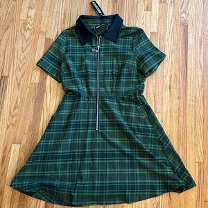 Rockabilly Pink 90’s Plaid Green and Black Dress